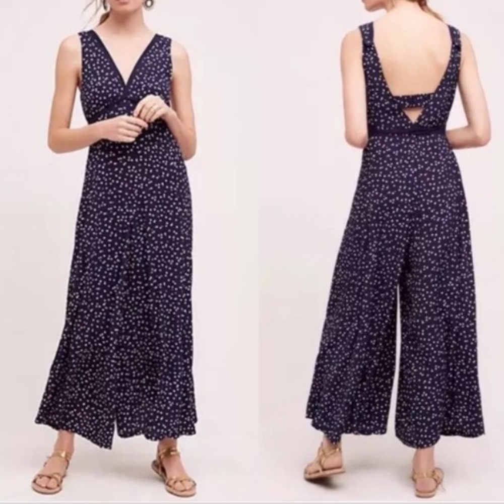 Anthropologie Wide Leg Dot Print Jumpsuit